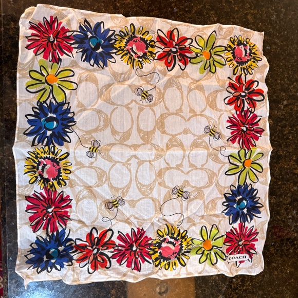 Coach Limited Edition Bumblebee and Flower Bandana Style Scarf - Picture 2 of 6